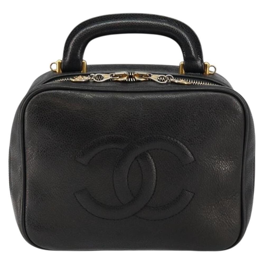 Chanel CC Logo Vanity Pouch Caviar Black